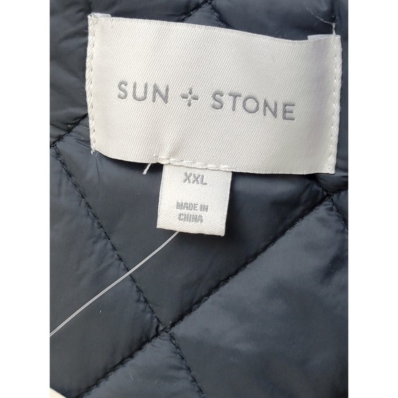 Sun Stone Jacket Mens XXL Black Cable-Knit Quilted Zip Up Outerwear Windbreaker - Picture 6 of 8